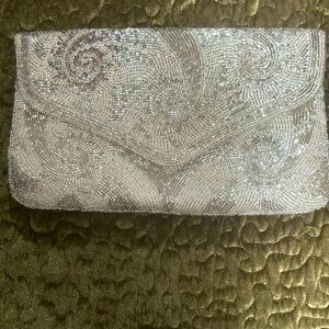 Vintage Silver Swirl Clutch